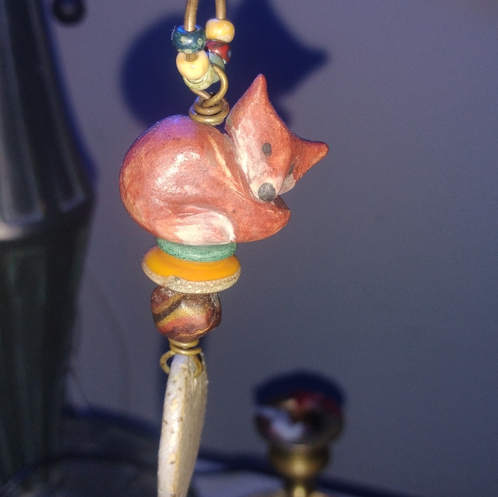 Handcrafted Fox Pendant with Beads